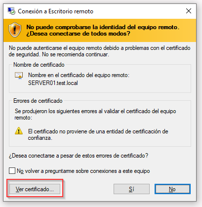Conexión a escritorio remoto