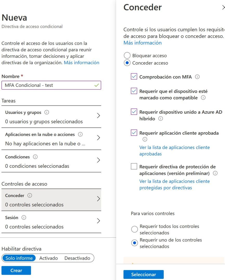 Controles de acceso de la Directiva de Acceso Condicional