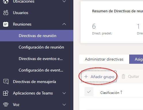 Gestionar directivas de reunión en Microsoft Teams