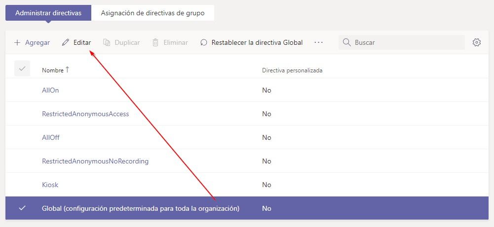 Gestionar directivas de reunión en Microsoft Teams