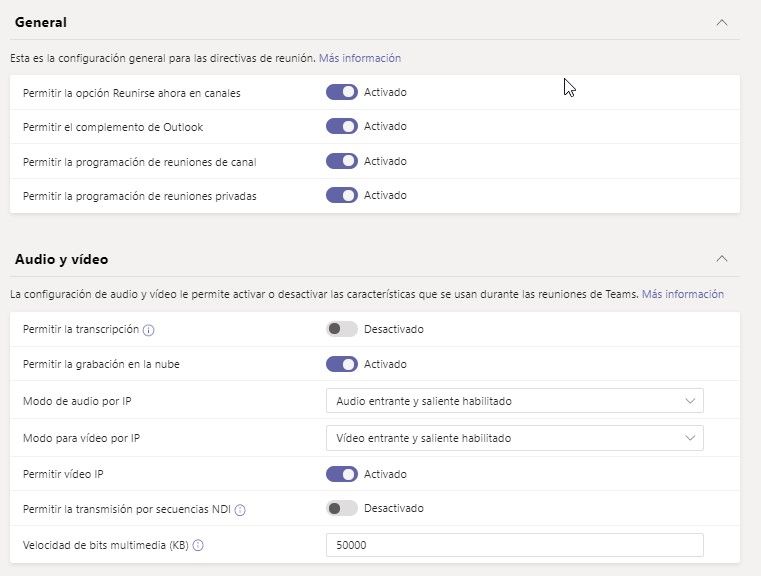 Gestionar directivas de reunión en Microsoft Teams